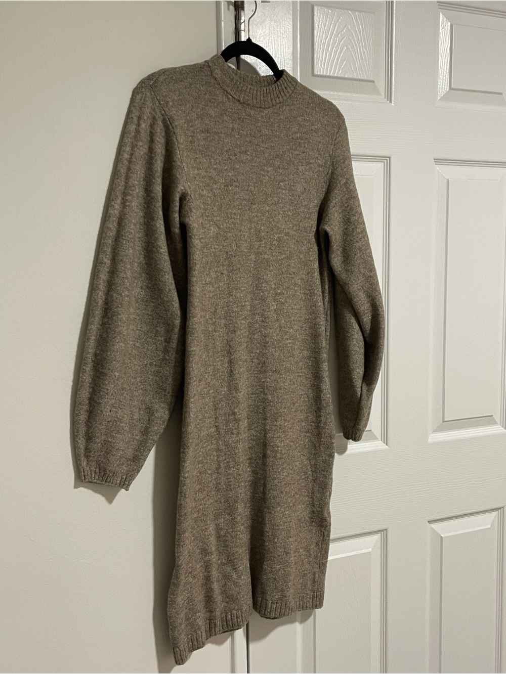 H&M Taupe Cowlneck Knit Sweater Dress